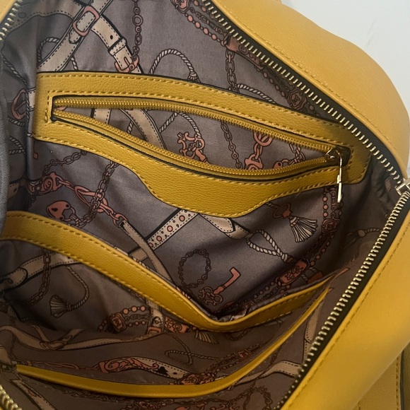 Chic Yellow Backpack with Patterned Interior - Picture 2 of 4
